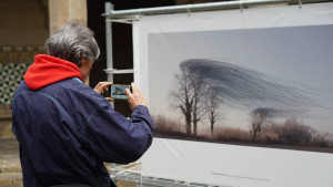 People visiting the Ornithographies exhibition.